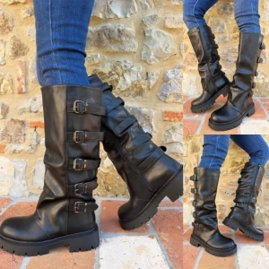 Dámské luxusní kozačky BIKER BOOTS