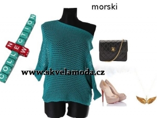 Pletený top - svetřík - barva modrá