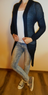 Lehoučký přízový cardigan tmavě modrý